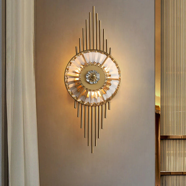 Crystal Gear Gold Wall Light