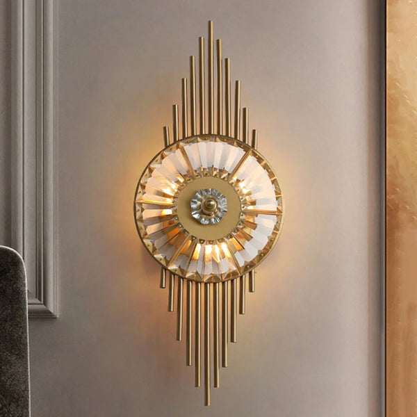 Crystal Gear Gold Wall Light
