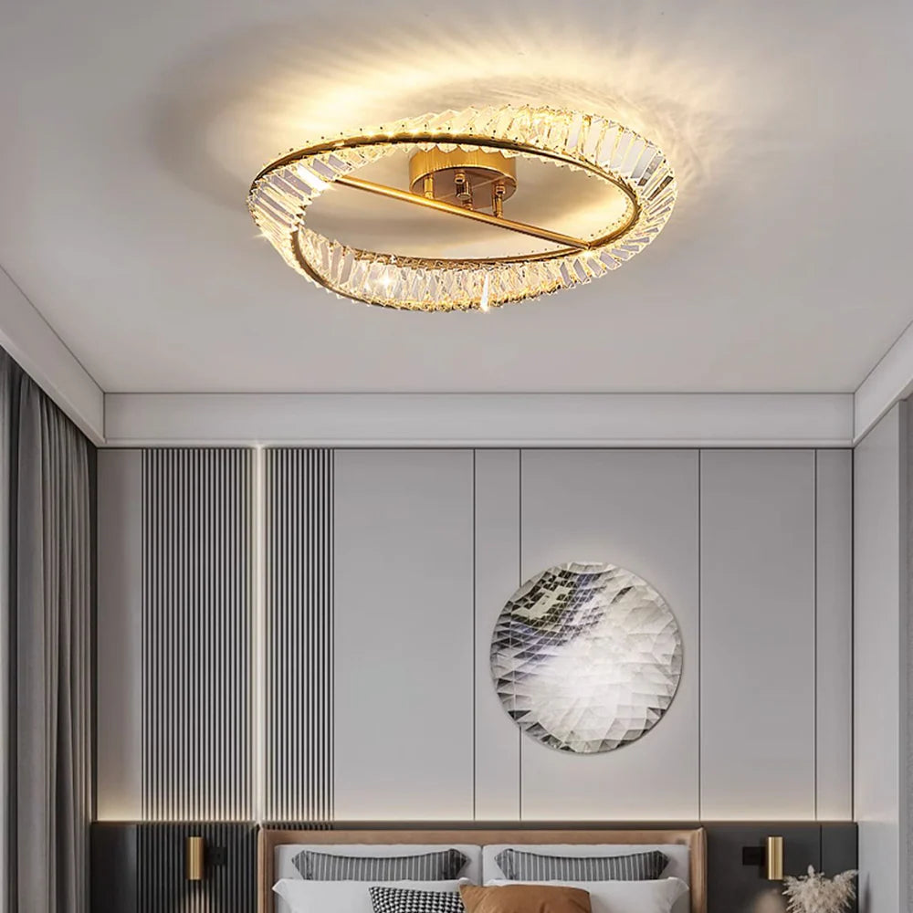 Wave Circular Crystal Ceiling Lamp