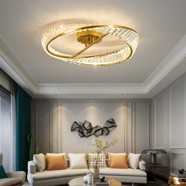 Wave Circular Crystal Ceiling Lamp