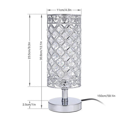 Crystal Bedside Table Lamp Sliver Bedroom Nightstand Light 220v/E27 Bulb Base Decorative Table Lamp Cute Study Lamps for Bedroom Décor Dresser Table Decoration