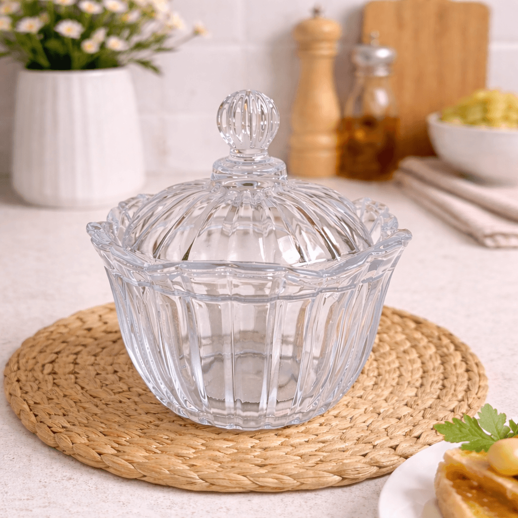 Big Clear Crystal Lidded Candy Dish