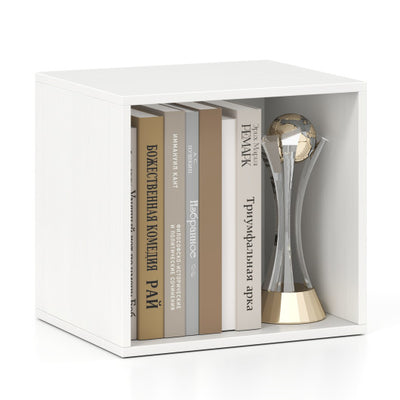 Cube Storage Organizer Stackable Open Book Shelf Wooden Display Shelving Unit-White