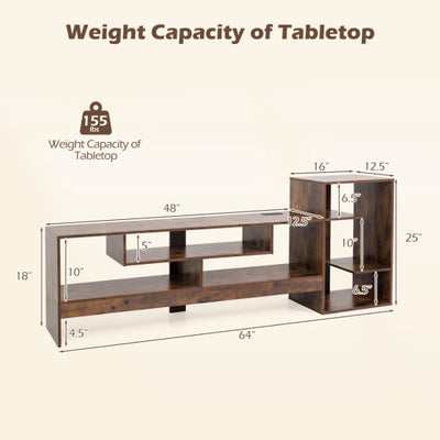 Cube TV Stand for 55 Inch TV with Power Outlets and Open Storage Shelves-Rusticbrown