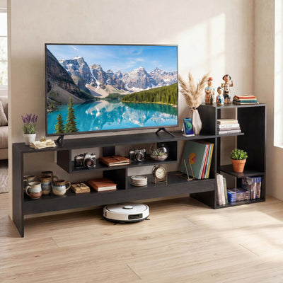 Cube TV Stand for 55 Inch TV with Power Outlets and Open Storage Shelves-Black
