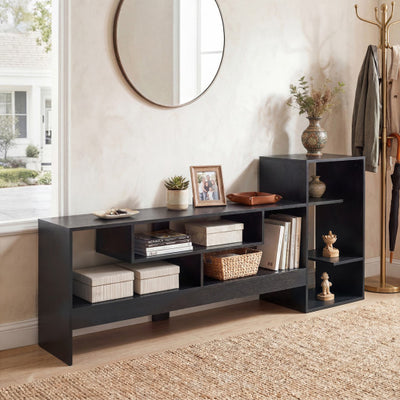 Cube TV Stand for 55 Inch TV with Power Outlets and Open Storage Shelves-Black