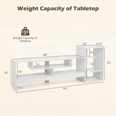 Cube TV Stand for 55 Inch TV with Power Outlets and Open Storage Shelves-White