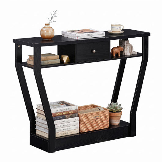 Curved Frame Modern Console Table with Storage Drawer for Entryway