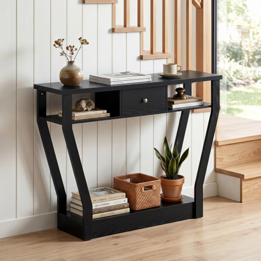 Curved Frame Modern Console Table with Storage Drawer for Entryway