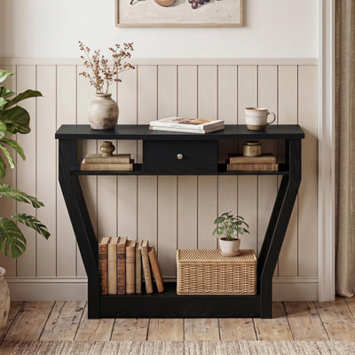 Curved Frame Modern Console Table with Storage Drawer for Entryway