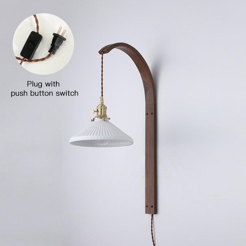 Curved Walnut Ceramic Wall Light