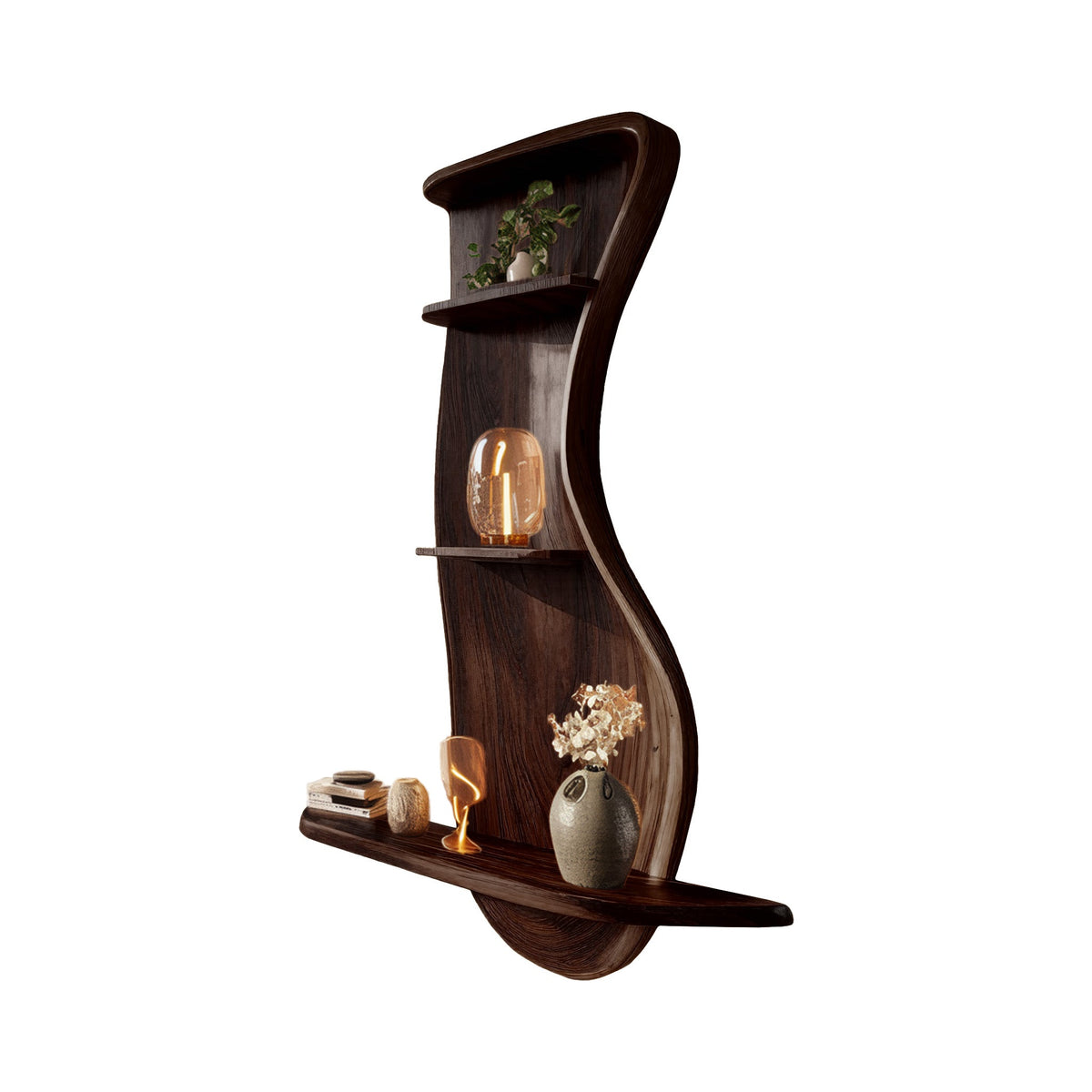 Curveline Solid Wood Floating Display Shelf