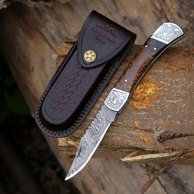 Striker Custom Pocket Knife with Pine Cone Handle