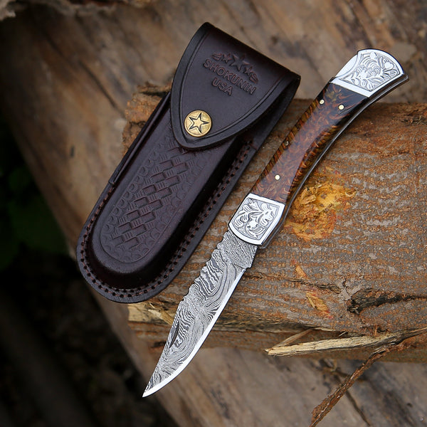 Striker Custom Pocket Knife with Pine Cone Handle