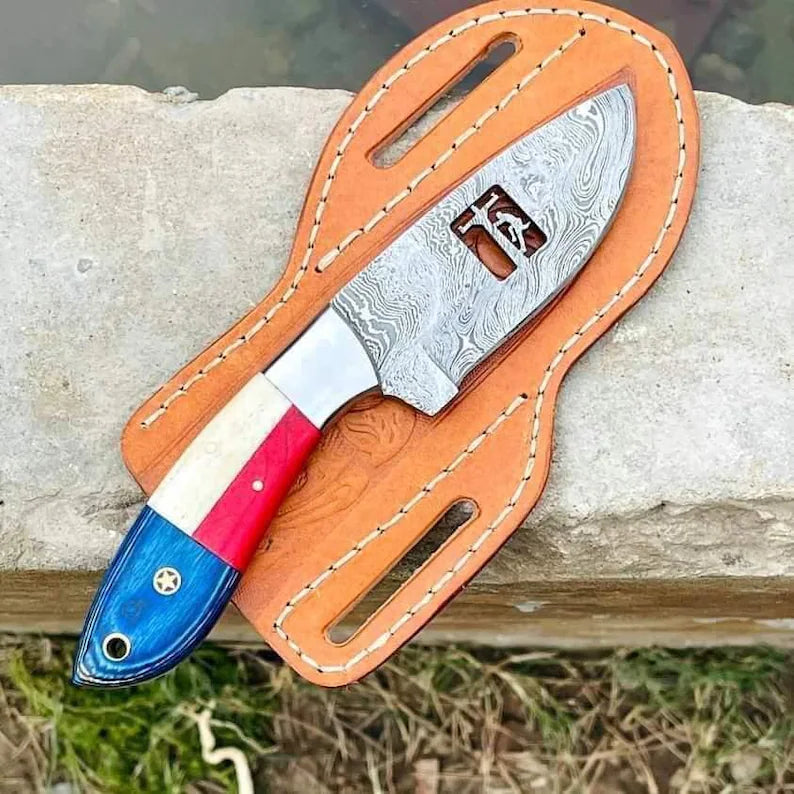 Patriotic Custom Handmade Cowboy Knife with USA Flag Handle – 8
