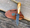 Custom Handmade Damascus Belt Knife with Camel Bone Handle