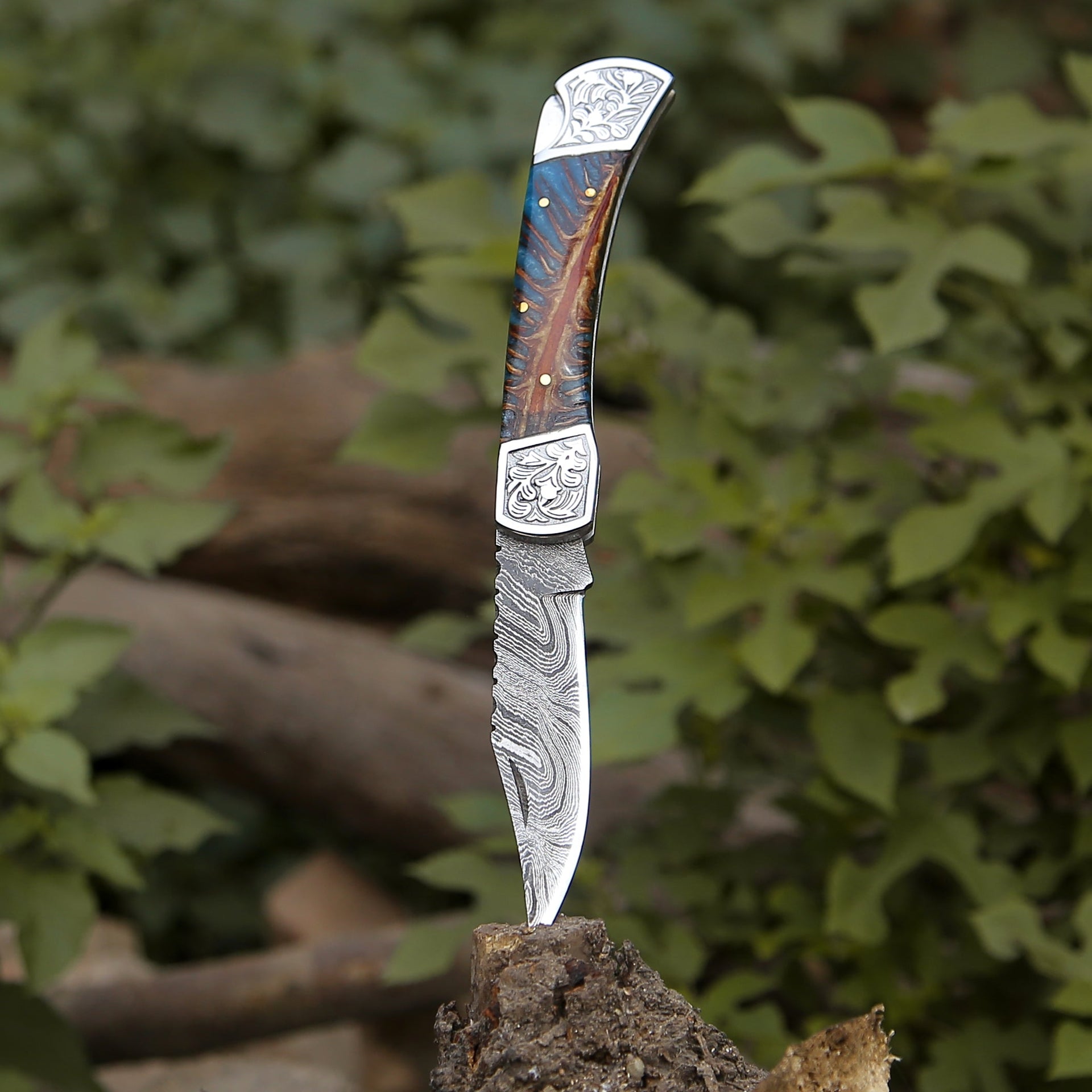 Striker Custom Folding Knife with Pine Cone Handle