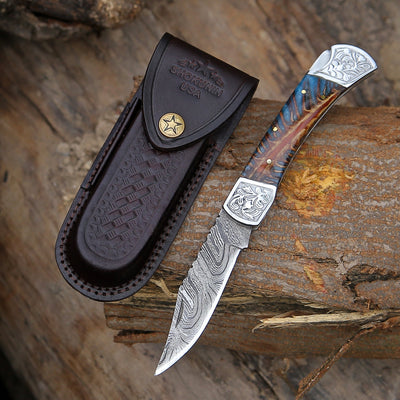Striker Custom Folding Knife with Pine Cone Handle