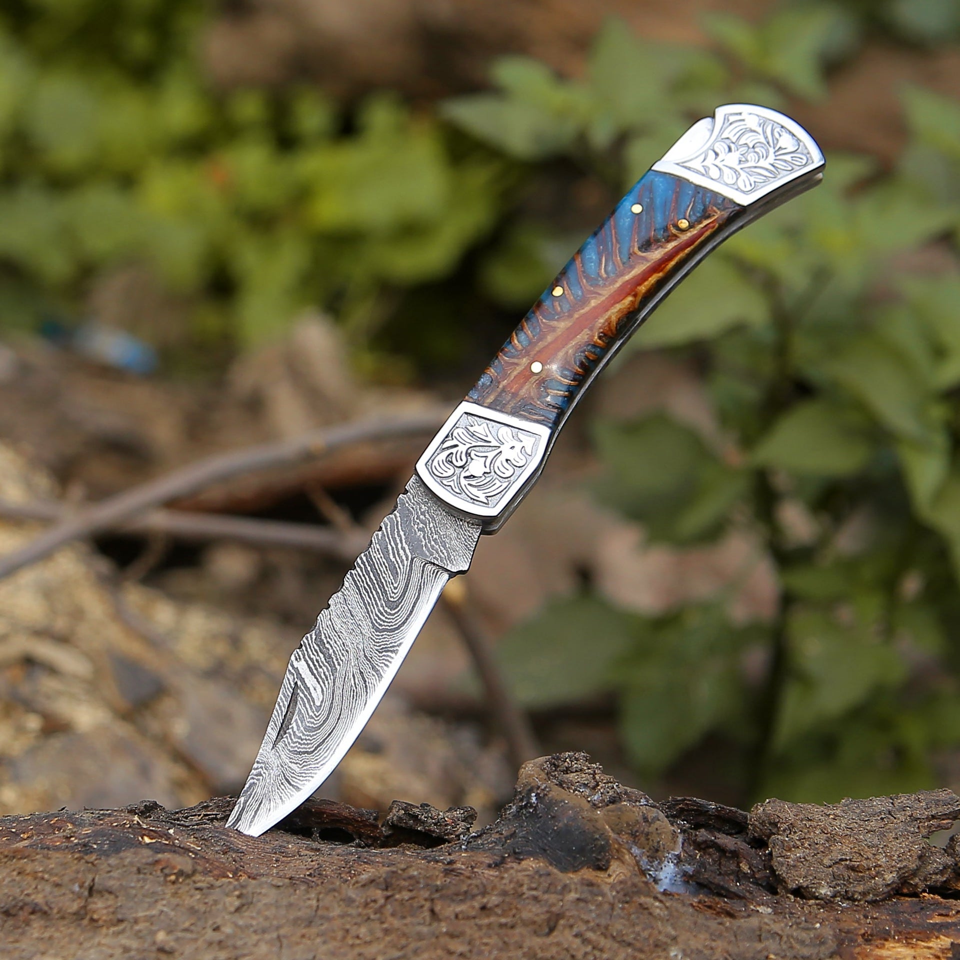 Striker Custom Folding Knife with Pine Cone Handle