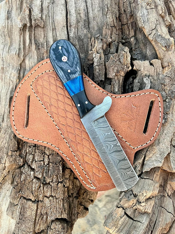 Custom Handmade Bull Cutter Knife with Damascus Steel Blade – Holiday Limited Edition