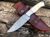 Custom Handmade Damascus Bushcraft Knife – Camel Bone Handle