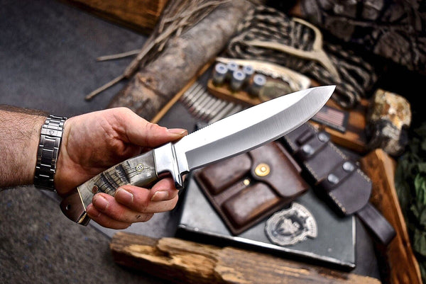 Custom Handmade J2 Steel Skinner Knife – Sheep Horn Handle