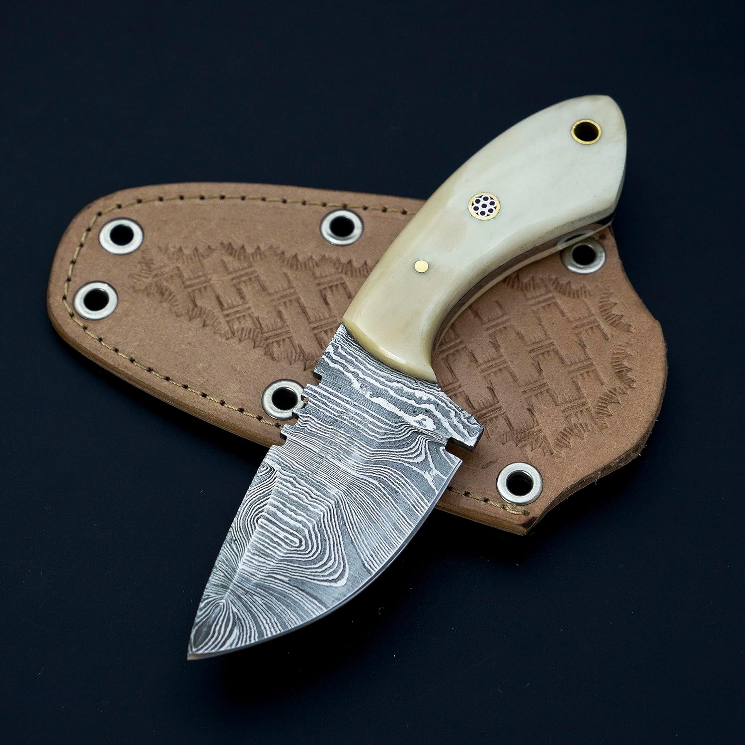 Custom Handmade Skinning Knife with Camel Bone Handle