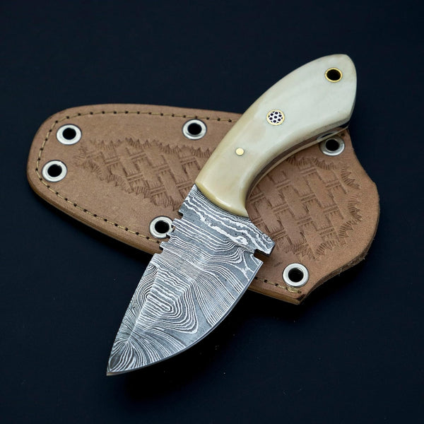 Custom Handmade Skinning Knife with Camel Bone Handle
