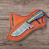 Custom Handmade Working Cowboy Knife – Damascus Steel, Pine Cone Handle & Leather Sheath