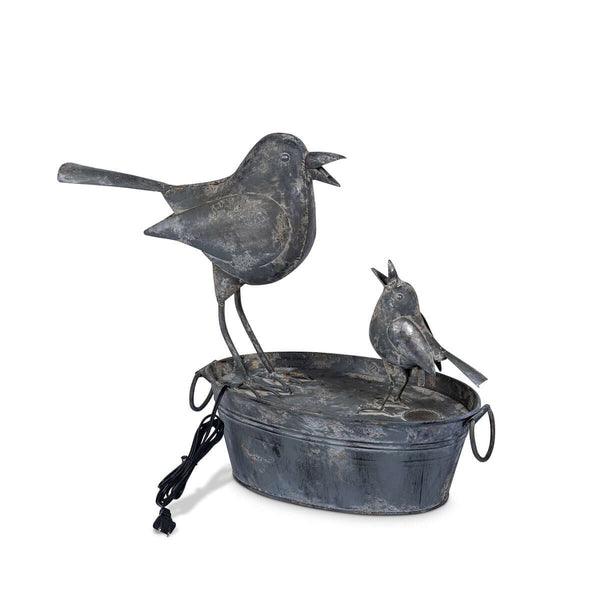 Vintage Galvanized Bird Fountain