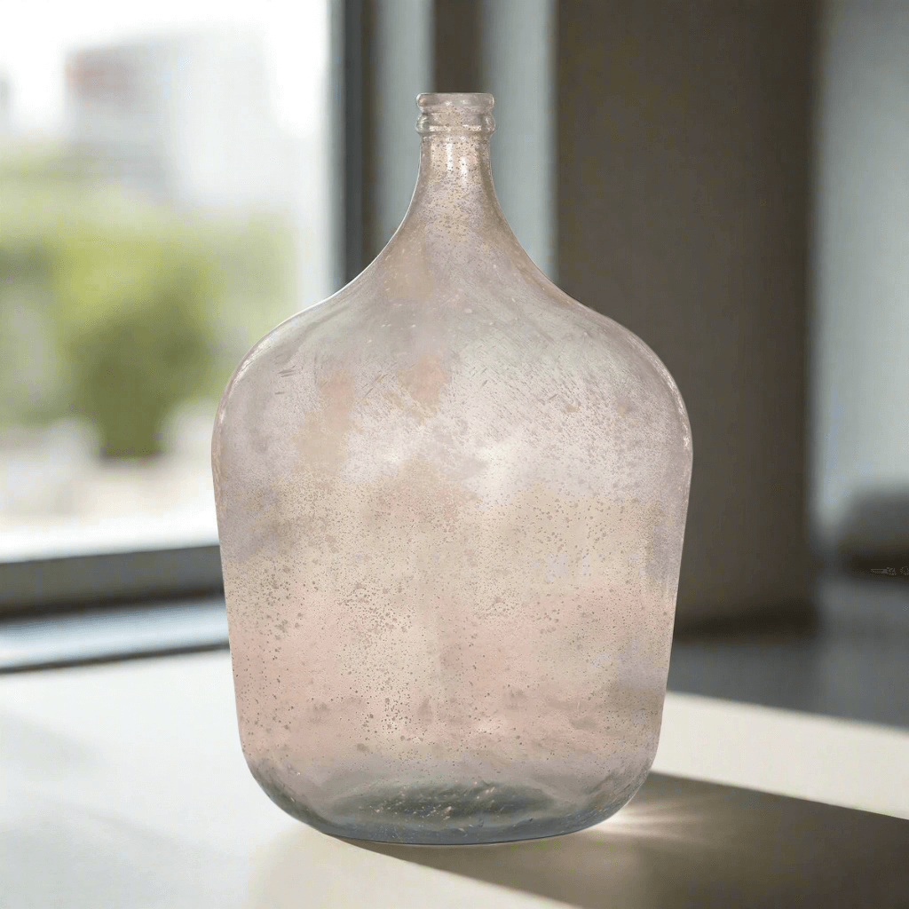 Vintage Demijohn Glass Bottle Vase in Antique Green