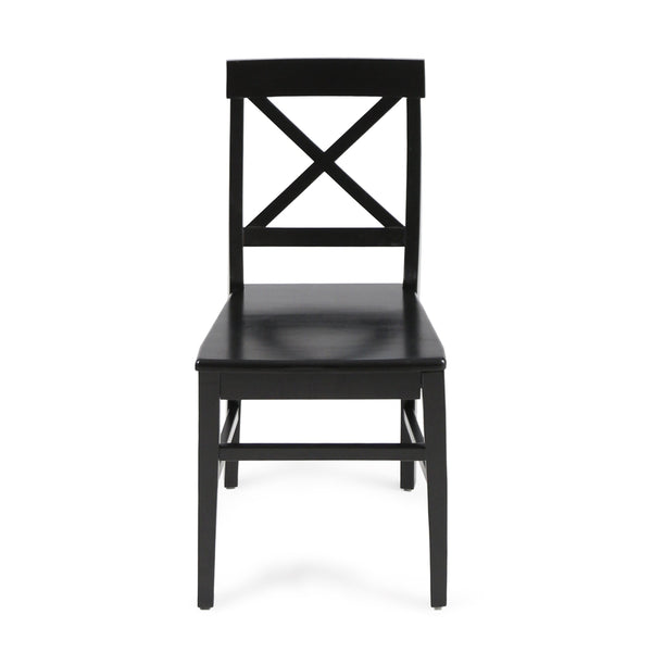 Roshan Farmhouse Acacia Wood Dining Chairs, Black (Set of 2)