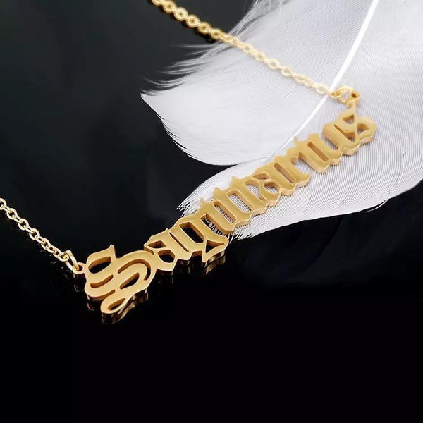 Old English Zodiac Necklace - Gifts for You 'n Me