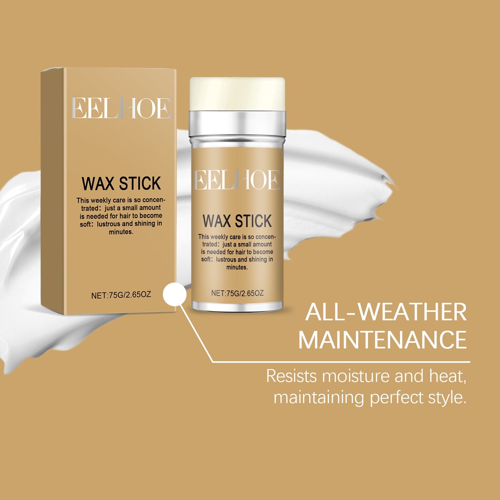 Hair Wax Wand, Hair Styling, Anti-Frizz, Hair Care Natural Shine Solid Styling Portable Hair Wax