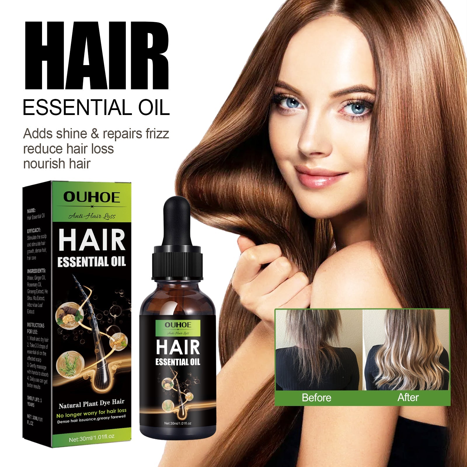 Hair Care Oil, Repair Damage Improve Dry Hair Prevent Hair Loss And Smooth Essential Oil