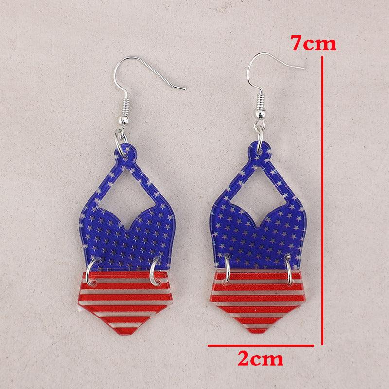 US Flag Pattern Acrylic Earrings