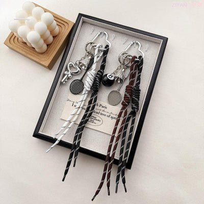Miu Style Bag Charm Couple Edition Billiard Black 8 Decorative Chain Korean INS Alloy Badminton Climbing Keychain