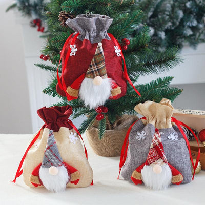 Forest Man Gift Bag Christmas Linen Cartoon Decoration Faceless Elderly Gift Bag Gift Bag Candy Bag