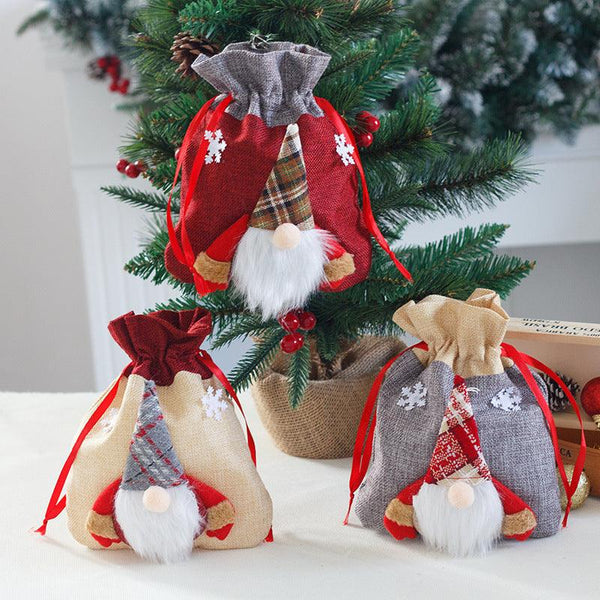 Forest Man Gift Bag Christmas Linen Cartoon Decoration Faceless Elderly Gift Bag Gift Bag Candy Bag