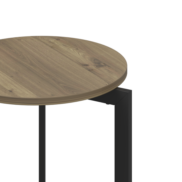 19.68''H Round Side Table, Round Accent End Table with Sturdy Metal Frame, Round Nightstand, for Living Room, Brown