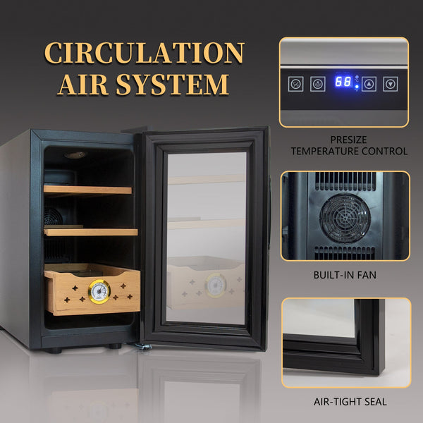 25L Electric Humidor, 150 Counts Capacity Cigar Humidor Humidifiers with Constant Temperature Controller, Cigar Humidor Box with