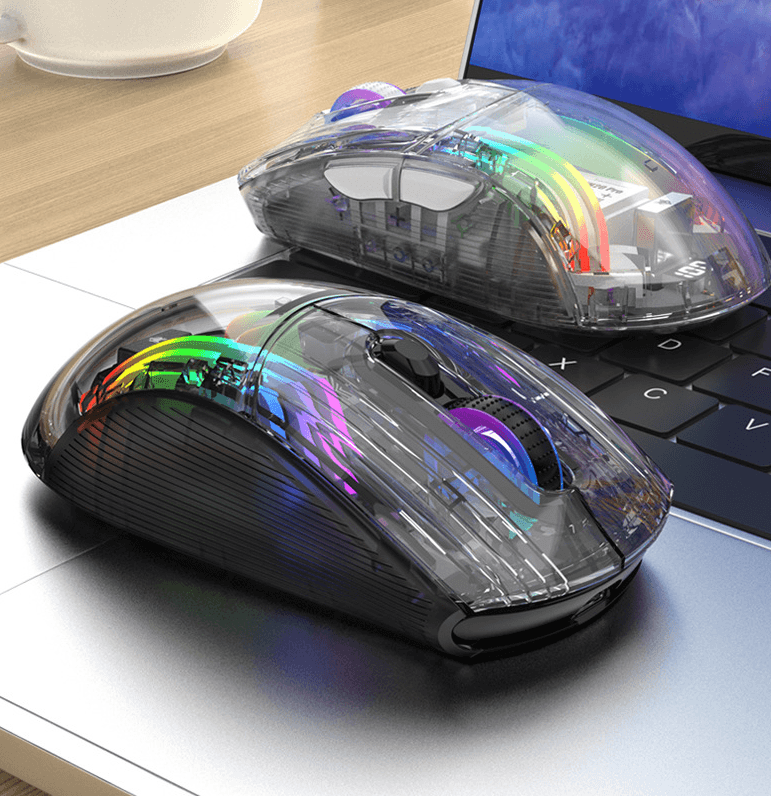 Luminous wireless Bluetooth the third mock examination transparent game mouse with screen charger