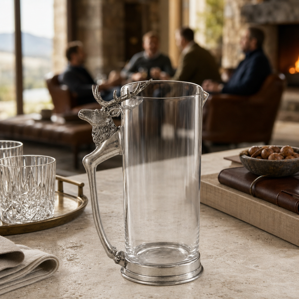 Deer Glass Pitcher in Lodge Style