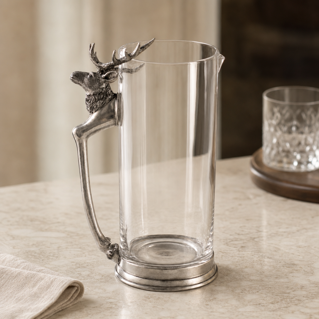 Deer Glass Pitcher in Lodge Style