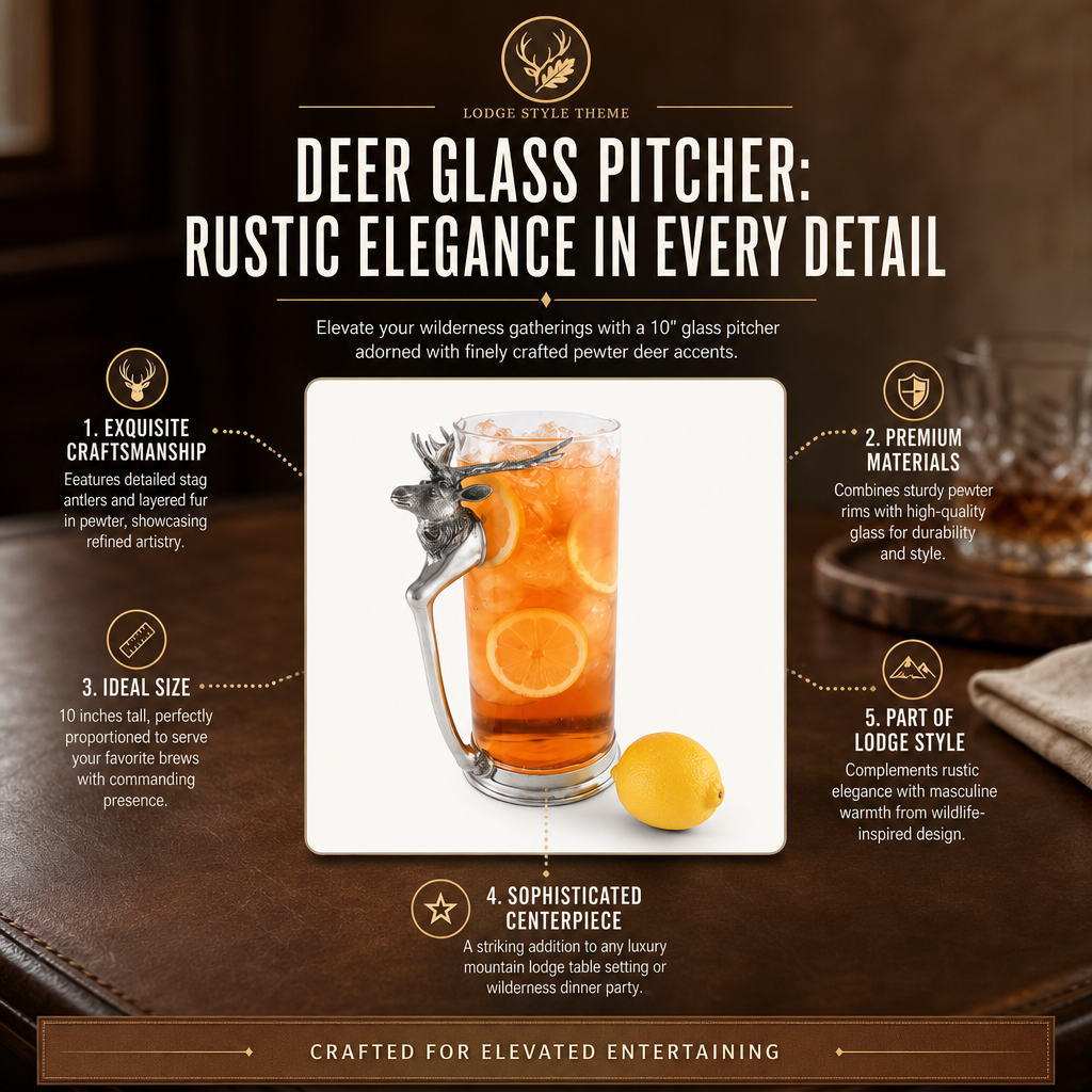 Deer Glass Pitcher in Lodge Style