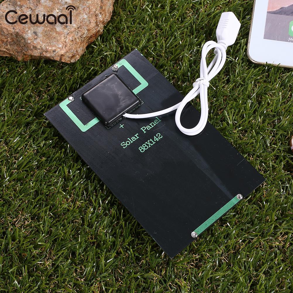 Cewaal USB Solar Panel 5W 5V Polysilicon USB Port Fast Charger Mobile Phone Portable Solar Generator