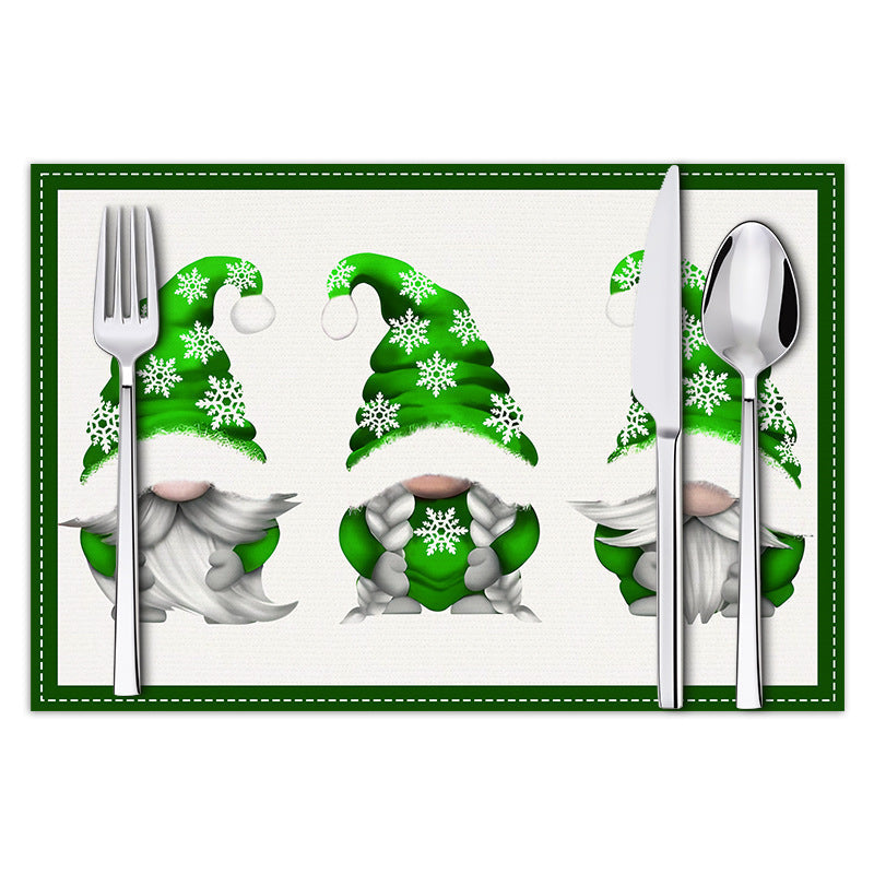 Christmas Dwarf Meal Mat Christmas Day Kitchen Table Decoration Insulation Mat Printed Table Mat