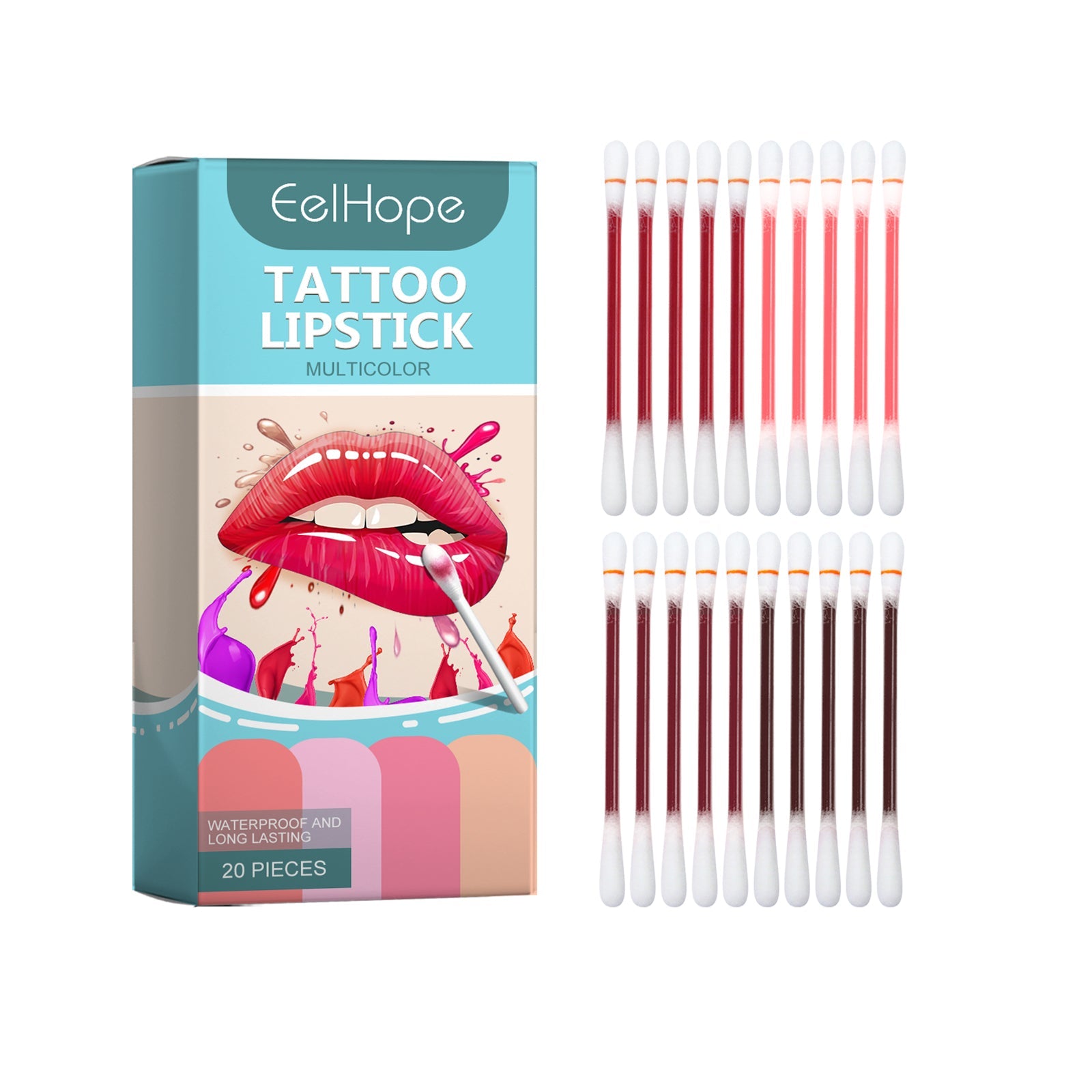Cotton Swab Lip Glaze, Long-Lasting Moisture Not Easy To Fade Lip Color Lipstick Portable Moisturizing Disposable Lip Glaze
