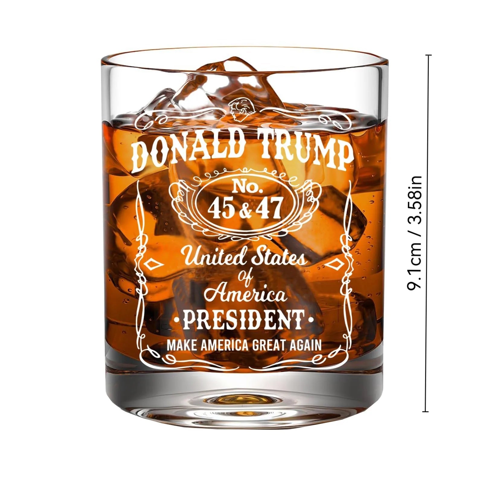 Transparent whiskey glass round straight mouth glass household wine glass beer cup bar tumbler kitchen utensil Trump print glass