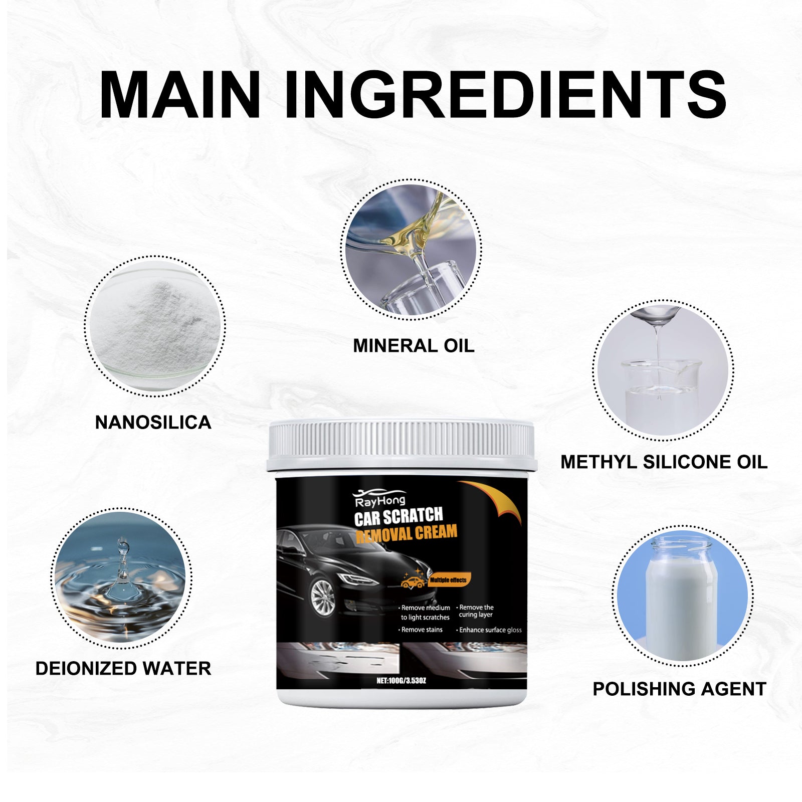 Car Scratch Removal Cream, Decontamination Dust Repair Car Paint Scratches Polishing Maintenance Refurbishment Coating Paste